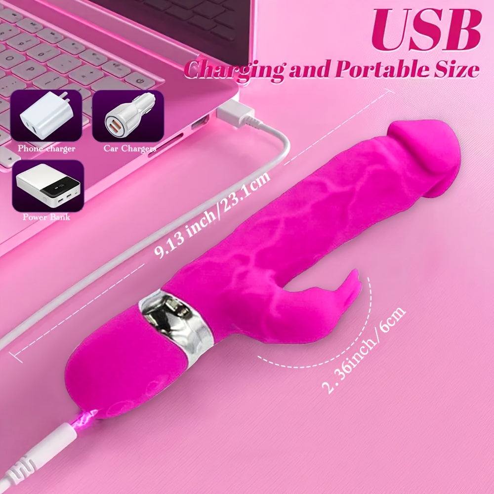 Rabbit Dildo G Spot Vibrator with 10 Modes, Sensory Sex Toy for Clitoris G-spot Stimulation, Vibrator Stimulator Massager Women Toys for Pleasure Sex Pink