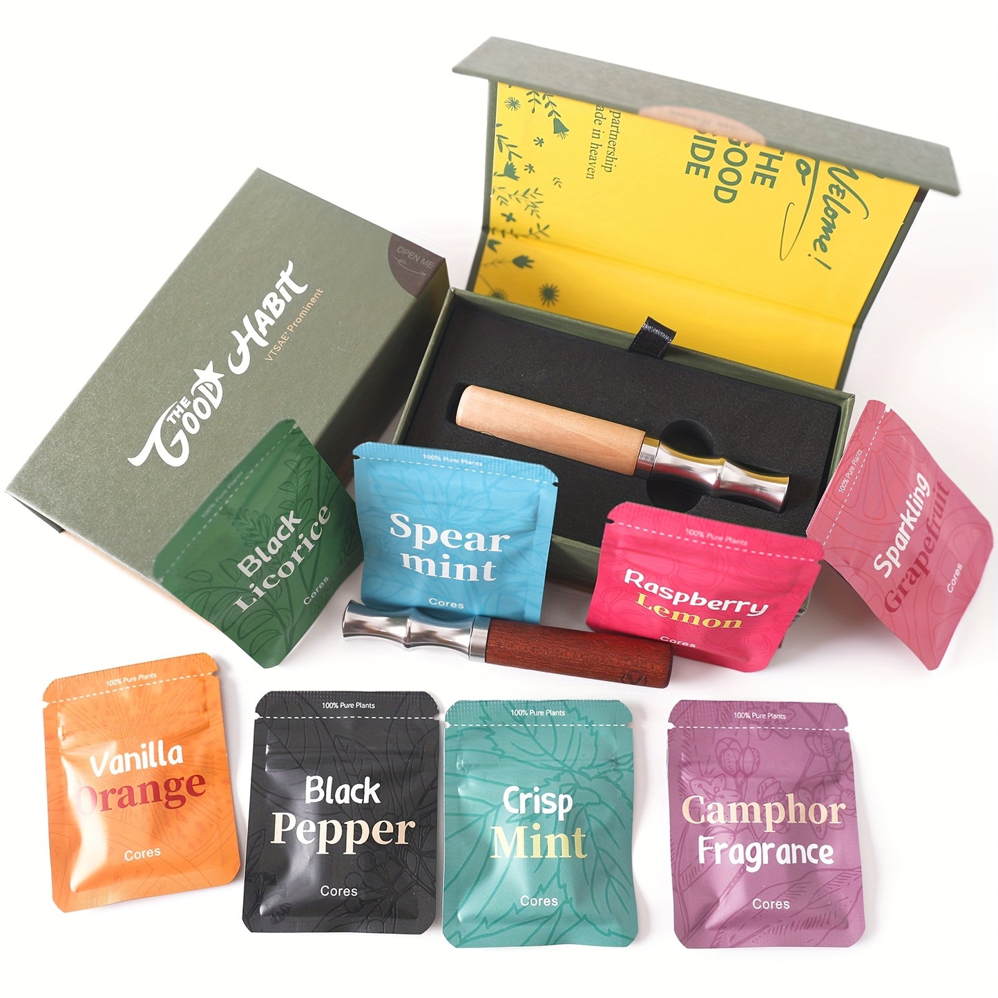 9 Sticks (3 Flavors) Essential Oil Inhaler Device - Portable Air Diffuser Stick for, & Focus Aid, Inhalation with Lavender/Eucalyptus/Eucalyptus & Peppermint-like Scent, Habit Recovery Tool, Travel-Friendly