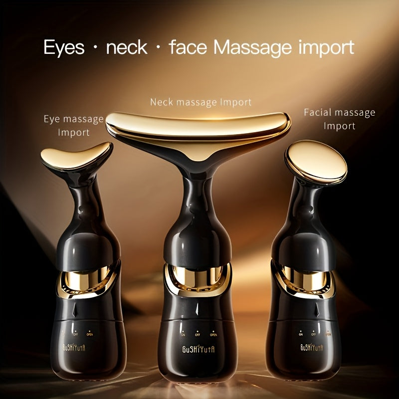 Beauty Device with Three Modes Suitable for Facial, Neck, And Eye Massage; a Perfect Gift for Girls And Women, Includes Batteries And Three Replacement Heads