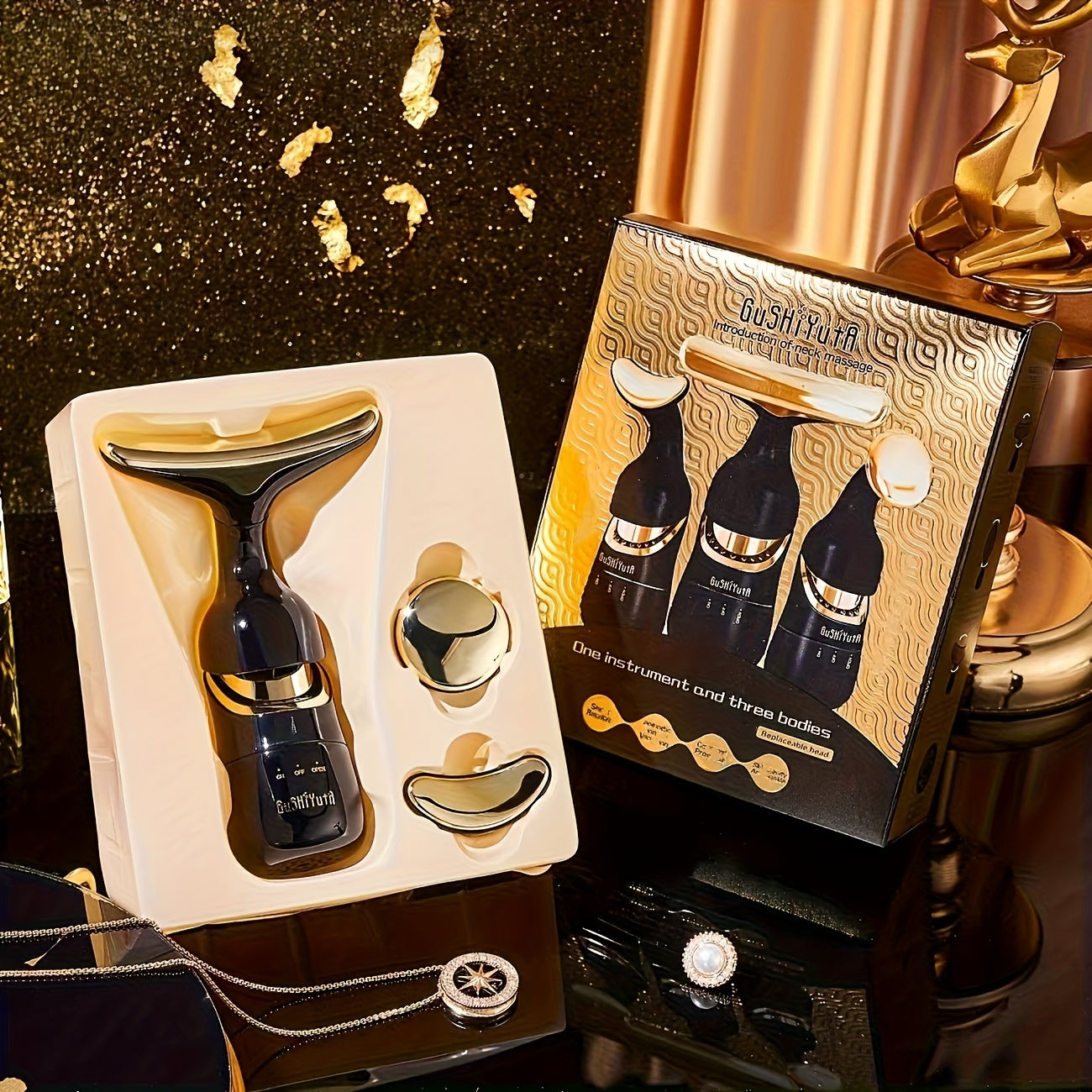 Beauty Device with Three Modes Suitable for Facial, Neck, And Eye Massage; a Perfect Gift for Girls And Women, Includes Batteries And Three Replacement Heads