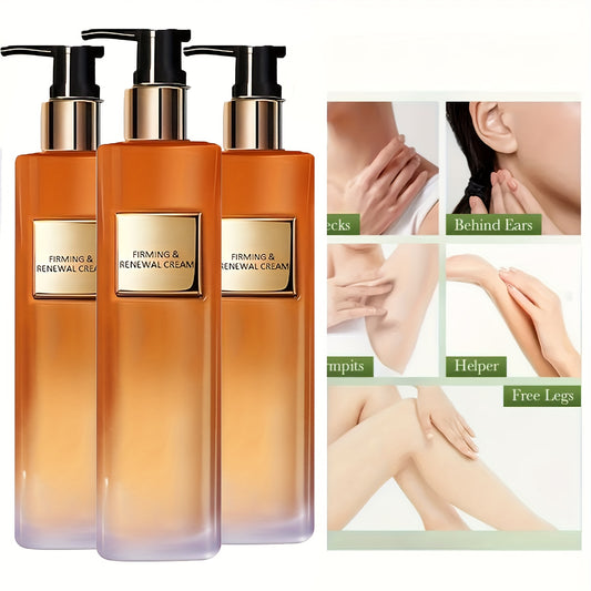 Set of 3 Multifunctional Firming Moisturizers - Deeply Hydrating Formula with Sesame Seed Oil, Babassu Seed Oil, And Hyaluronic Acid | Light Beige Lifting Body Lotion, Suitable for Buttocks, Thighs, Arms